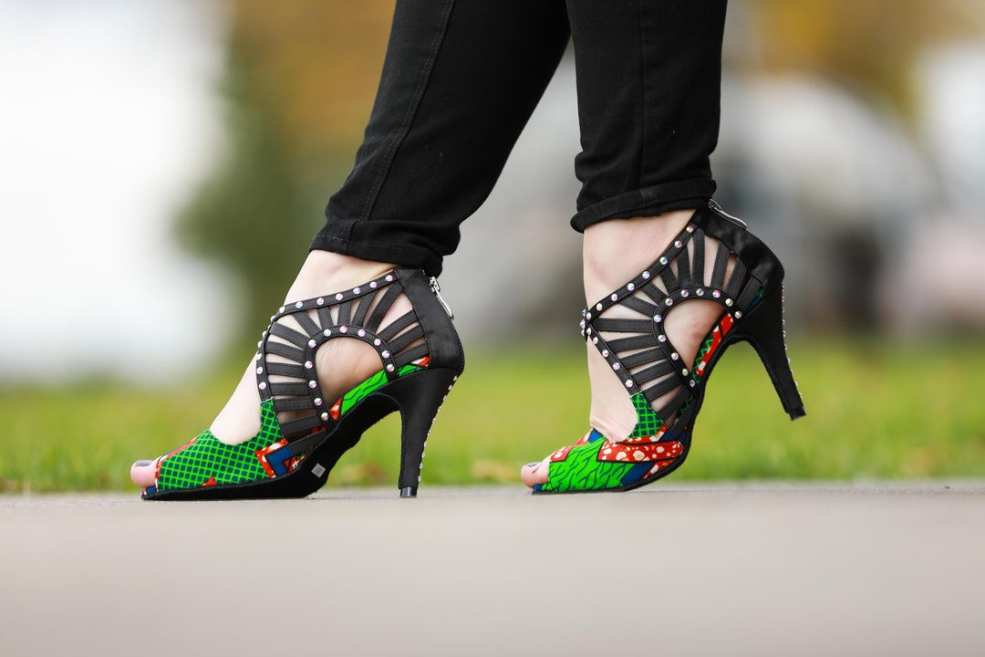 Queen Nzinga Dance Heels Salsa Kizomba Shoes Strass Etsy