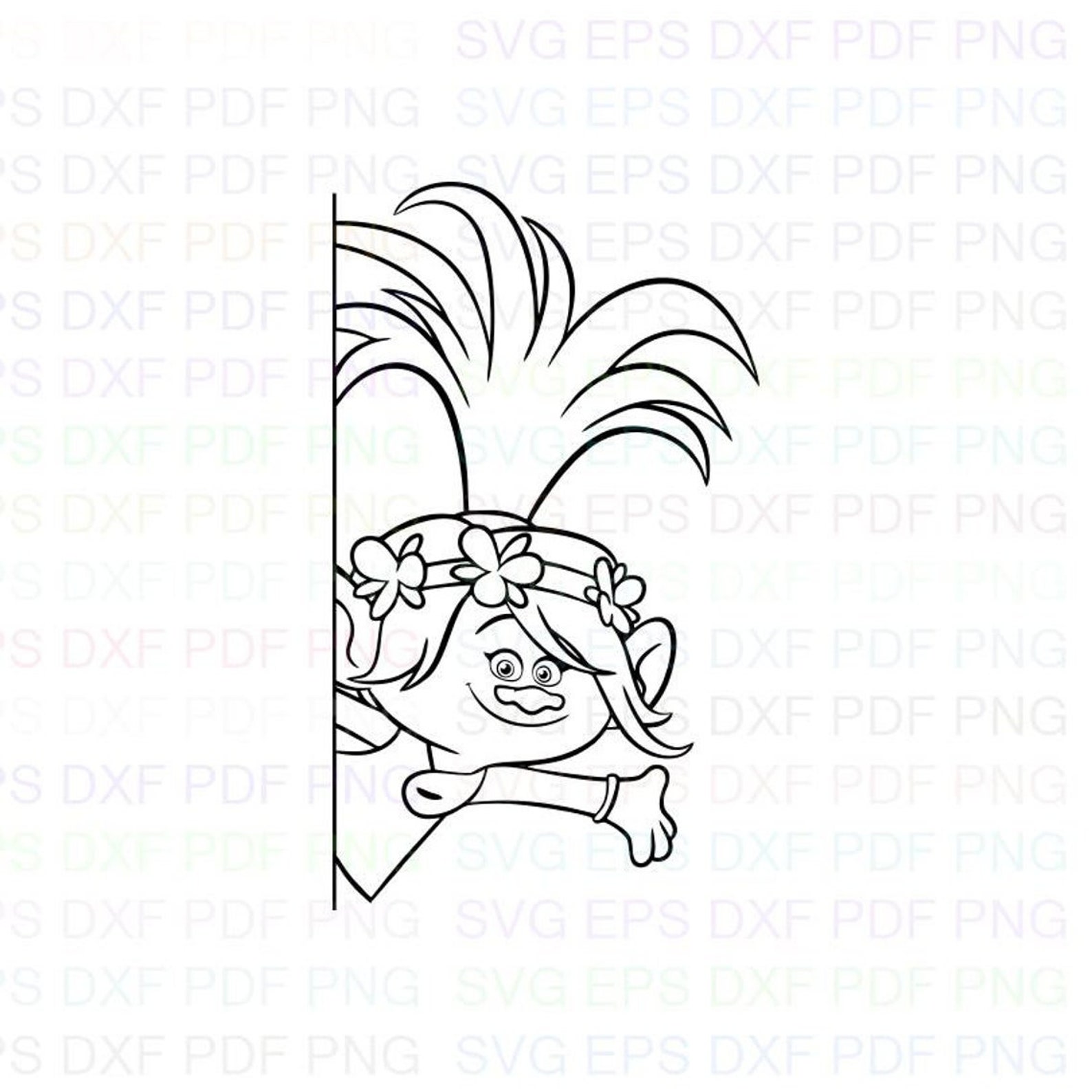 Poppy Half Trolls Outline Svg Dxf Eps Pdf Png Cricut Cutting - Etsy México