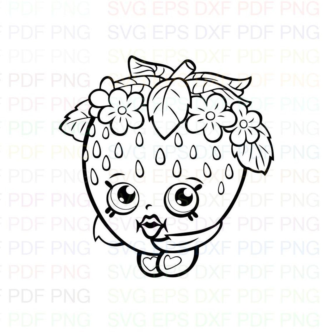 Shopkins Coloring Pages Strawberry Kiss