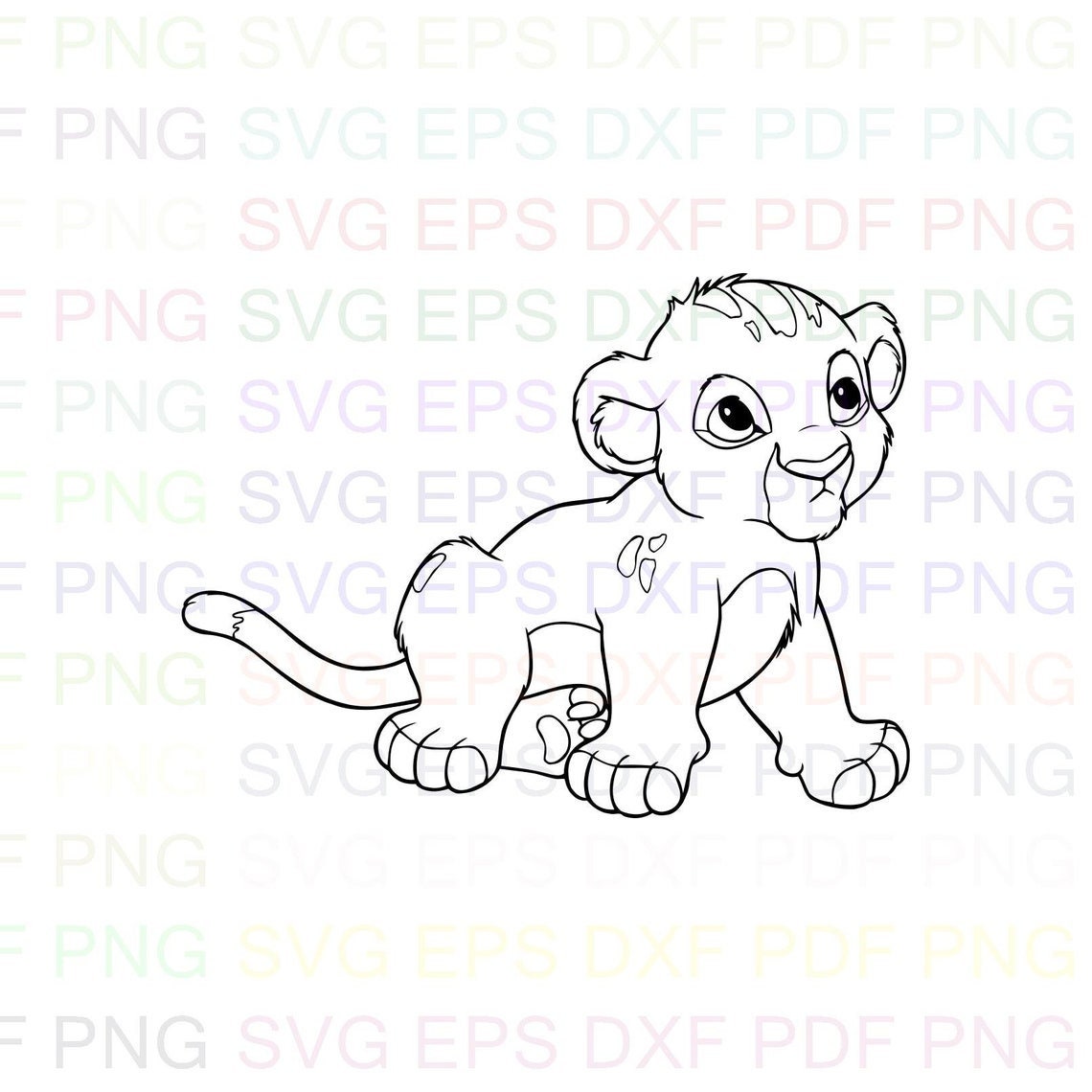 Simba Baby the Lion King Outline Svg Dxf Eps Pdf Png Cricut - Etsy