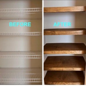Wood Shelf Covers (custom made); Wire Shelf Cover; Custom Removable Wood Shelves for Pantry, Bathroom, Linen Closet or Laundry room