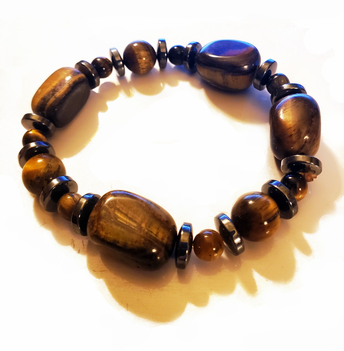 Tigers Eye & Hematite Beaded Stretchy Bracelet Size S/M Etsy