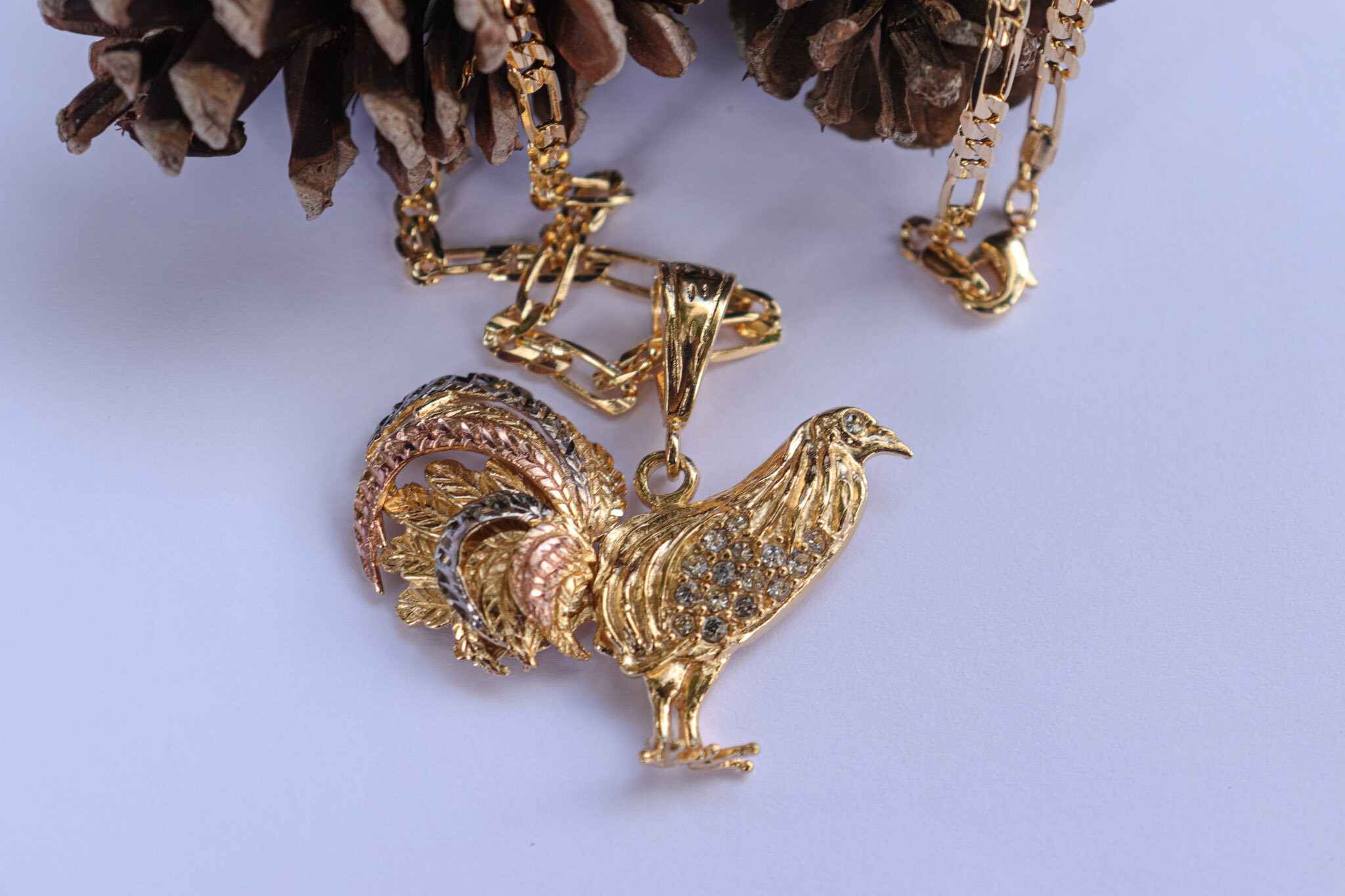 Gold Chicken Rooster Figaro Chain Oro Etsy