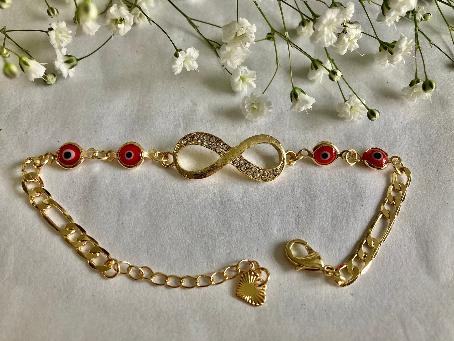 Gold plated red lucky bracelet. Etsy
