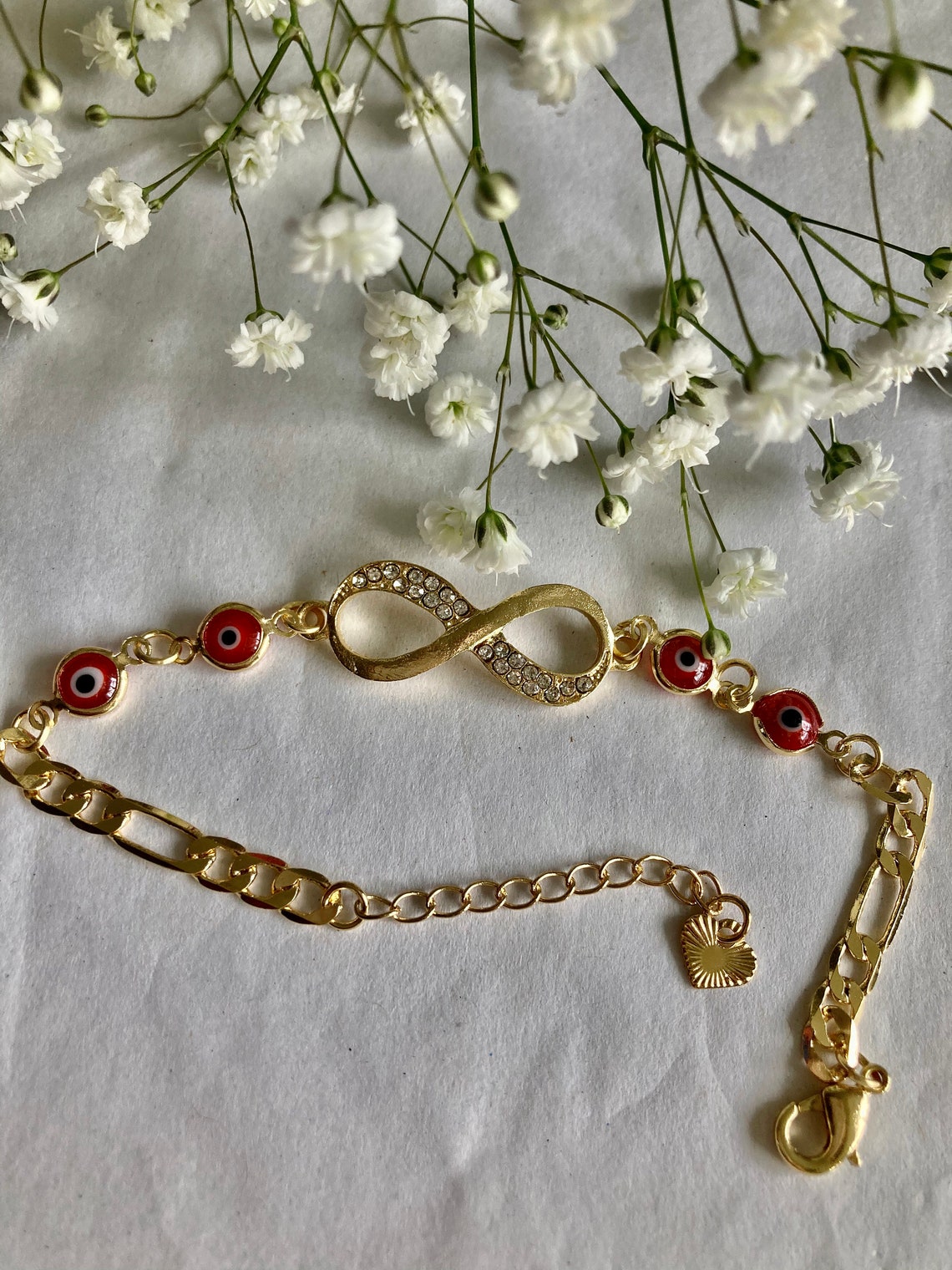Gold plated red lucky bracelet. Etsy