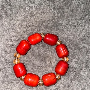 Igbo Coral Bracelet, Faux Coral, Red
