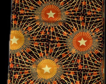 Tela nigeriana Ankara, 6 yardas, Ankara original, estampado africano, HITARGET, algodón, naranja/negro