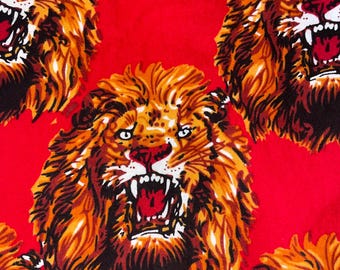 Original Igbo Isi Agu / Lion Head African Fabric, Authentic, Red