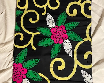 Tela Ankara nigeriana, 6 yardas, Ankara original, estampado africano, marca Mimi Wax, algodón, negro/verde