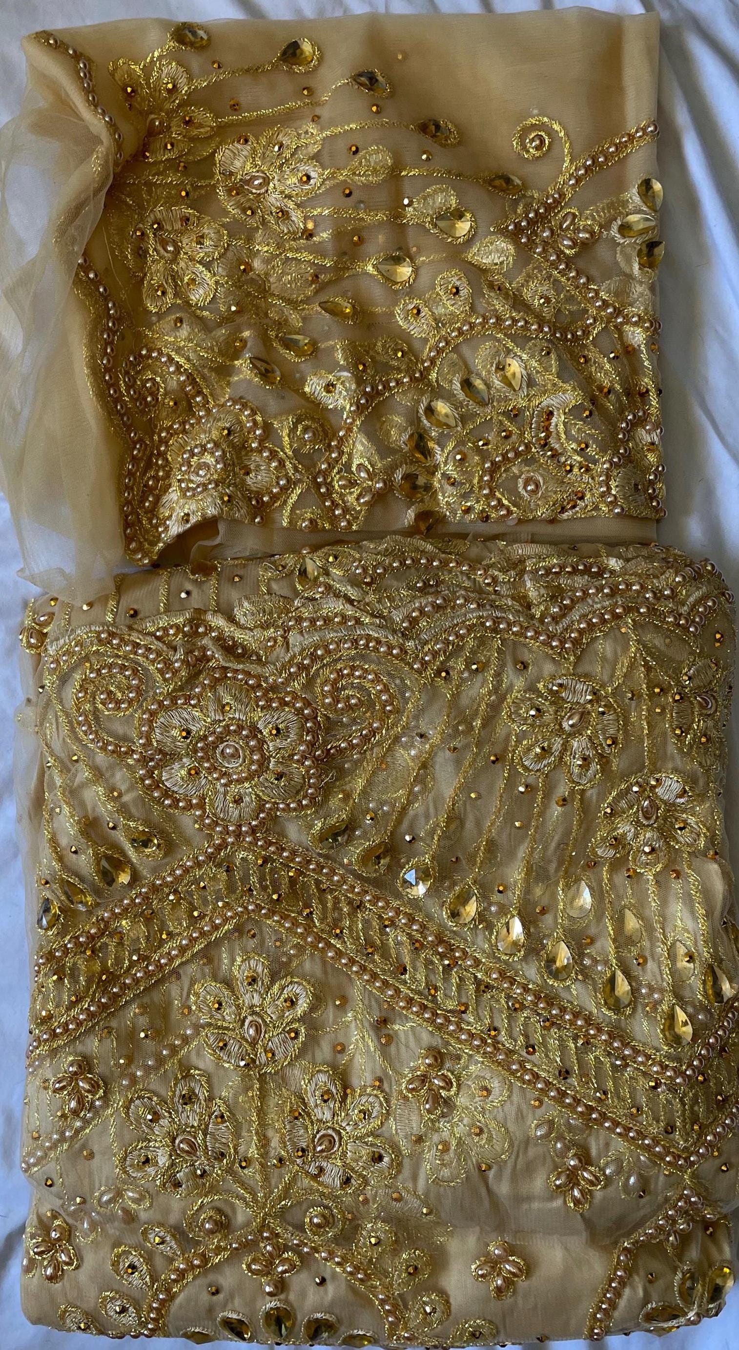 African George Wrapper Set, Traditional Heavy Beaded Indian Bridal ...