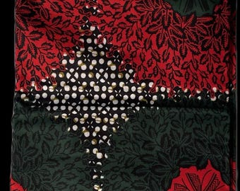 Tela nigeriana Ankara, 6 yardas, Ankara original, estampado africano, HITARGET, algodón, verde, rojo y blanco