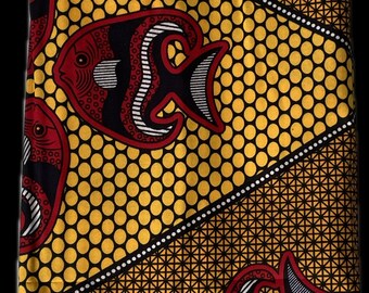 Nigerian Ankara fabric, 6 yards, Original Ankara, African fabric print,  HITARGET, Cotton, Yellow / Black