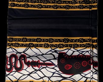 Tela nigeriana Ankara, 6 yardas, Ankara original, estampado africano, cera feliz, algodón, blanco/negro