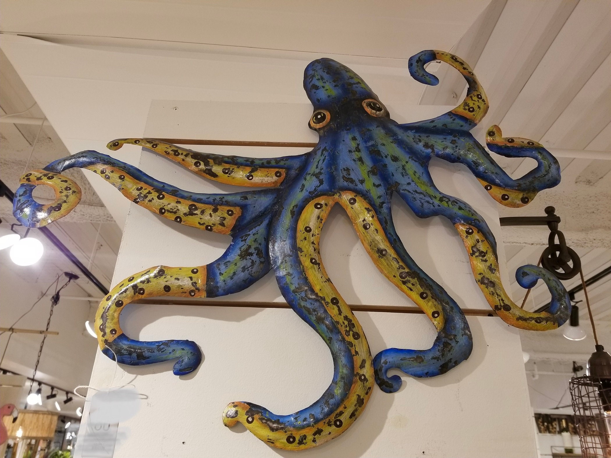 Large hand hammered recycled metal octopus wall hanging Etsy