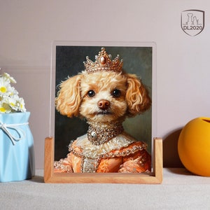 Marco de fotos personalizado para retratos de mascotas, retrato de perro renacentista a partir de una foto, marco de fotos de rey de mascotas real, diseño de arte de retrato, regalo para amantes de las mascotas