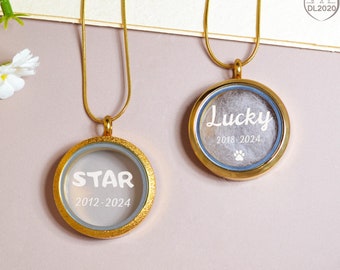 Medaglione commemorativo personalizzato per animali domestici, regalo commemorativo per animali domestici, ricordo di peli di animali domestici, medaglione per gioielli di cremazione, urna commemorativa per peli di animali domestici, collana ricordo