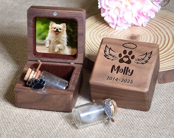 Lembrança de pele de animal de estimação de madeira personalizada, caixa de cinzas de animal de estimação de madeira, presente de simpatia personalizado para perda de animal de estimação, memorial para cães, presente de lembrança para gatos, presentes para perda de animal de estimação