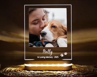 Personalized Pet Memorial LED Night Light, Custom Photo Pet Lover Night Light, Dog Keepsake Sign, Pet Loss Light Up Sign, Loss Of Dog Cat