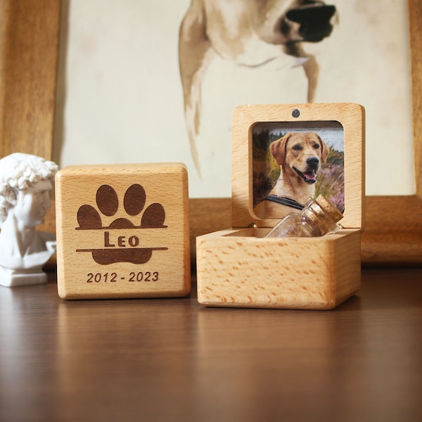 Souvenir en bois personnalisé de fourrure d'animal de compagnie, boîte en bois de cendre d'animal de compagnie, cadeau personnalisé de sympathie de perte d'animal de compagnie, mémorial de chien, cadeau de souvenir de chat, cadeaux de perte d'animal de compagnie