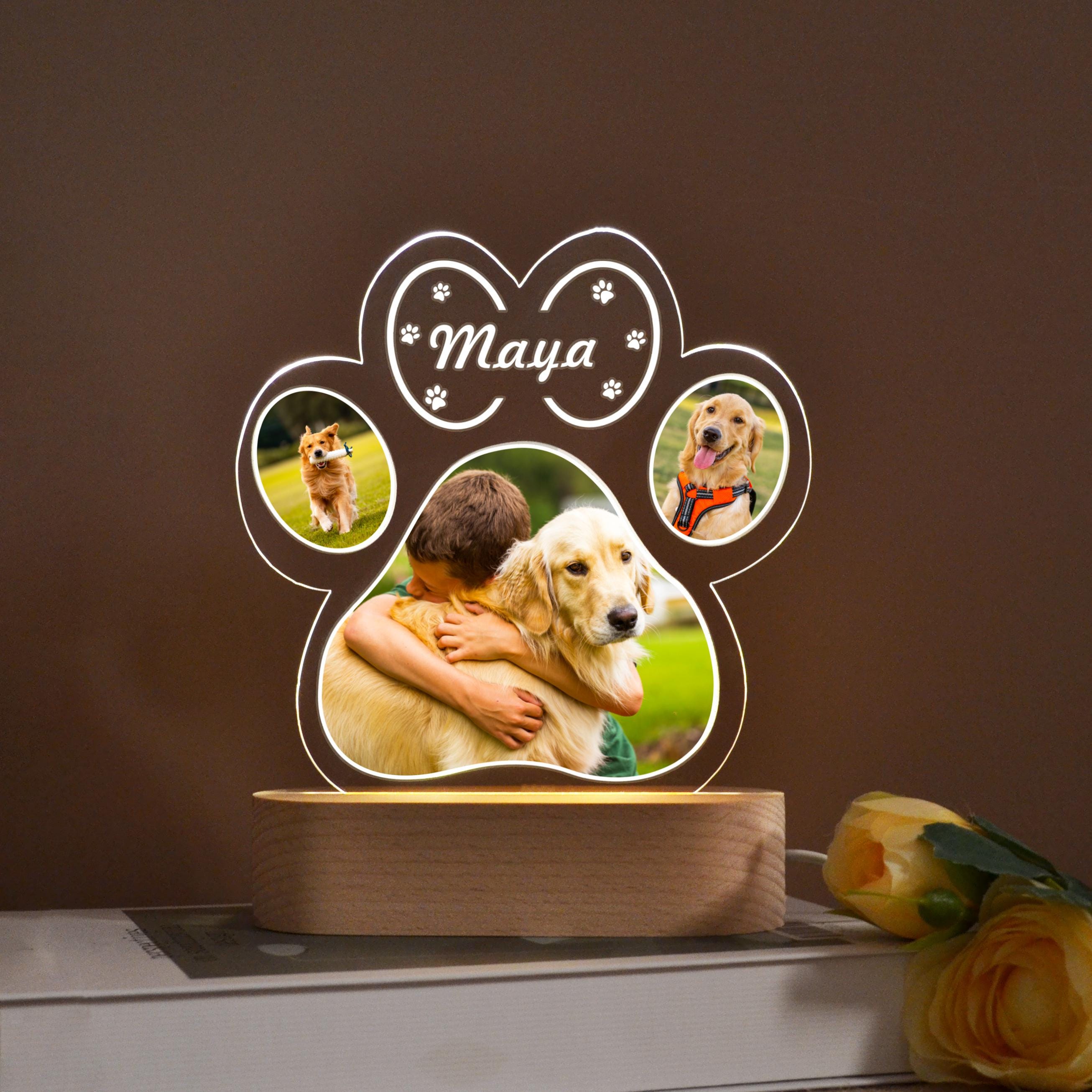 Custom Dog Photo Night Light, Dog Memorial Gifts, Light up Pet Memorial ...