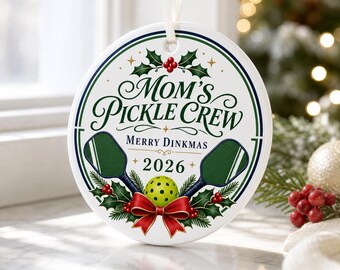 Personalized Pickleball Christmas Ornament, Custom Pickleball Crew Ceramic Ornament, Merry Dinkmas Gift, Pickleball Lover Keepsake