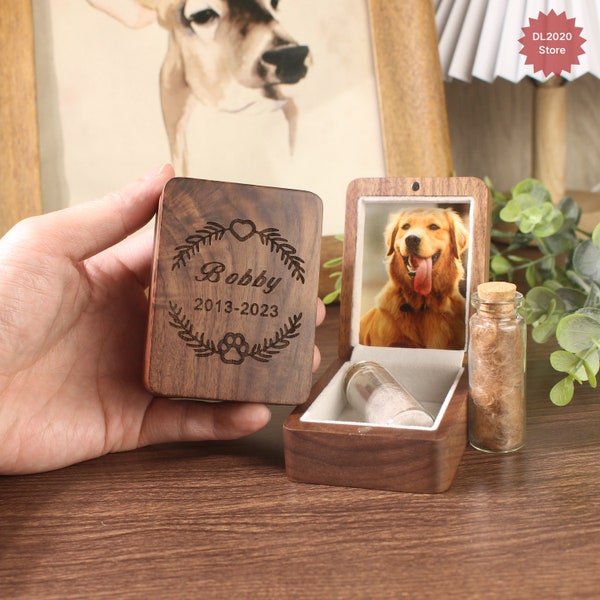 Custom Wooden Pet fur Keepsake,Pet Ashes,Wooden pet memorial box,Personalized pet loss sympathy gift,Dog memorial,Cat Keepsake Gift