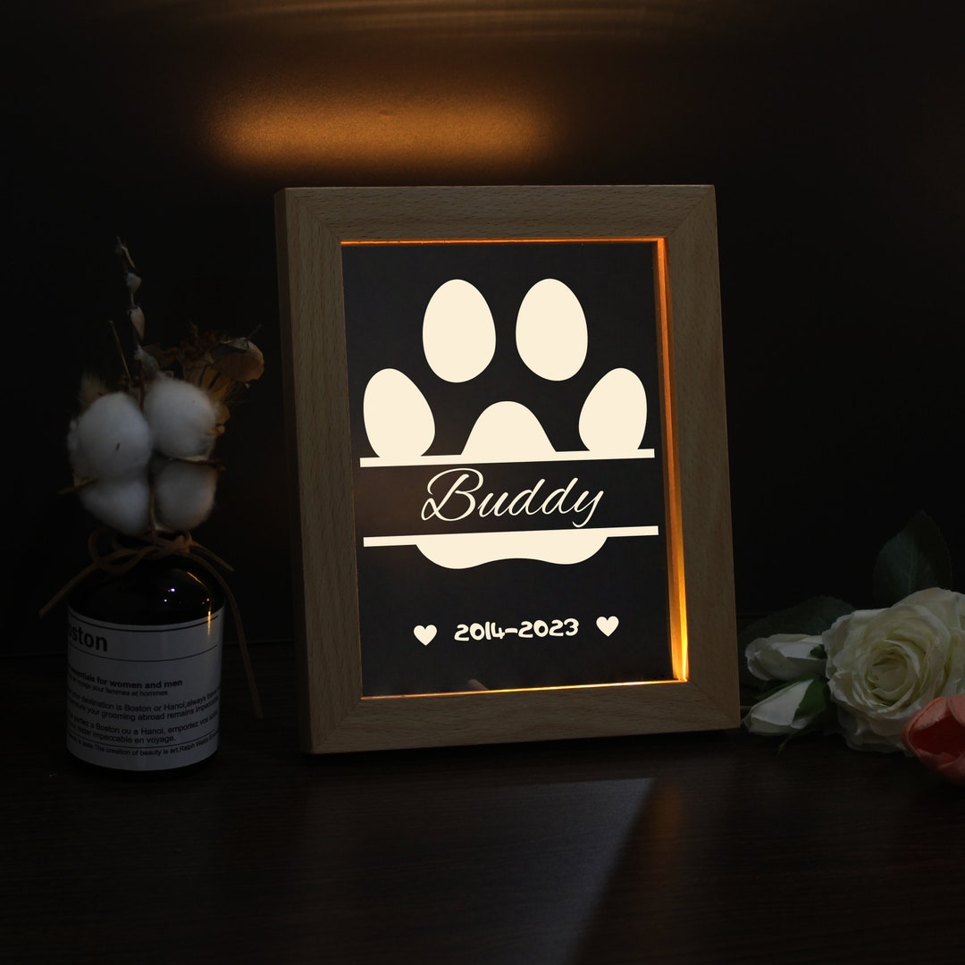 Personalized Pet Memorial Picture Light Night Frame Pet Portrait Gift ...