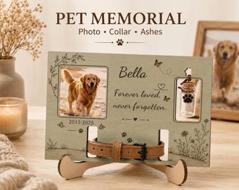 Custom Pet Memorial Plaque, Dog Collar Holder, Pet Loss Gift, Personalized Pet Memorial Frame, Pet Ashes Keepsake, Sympathy Gift