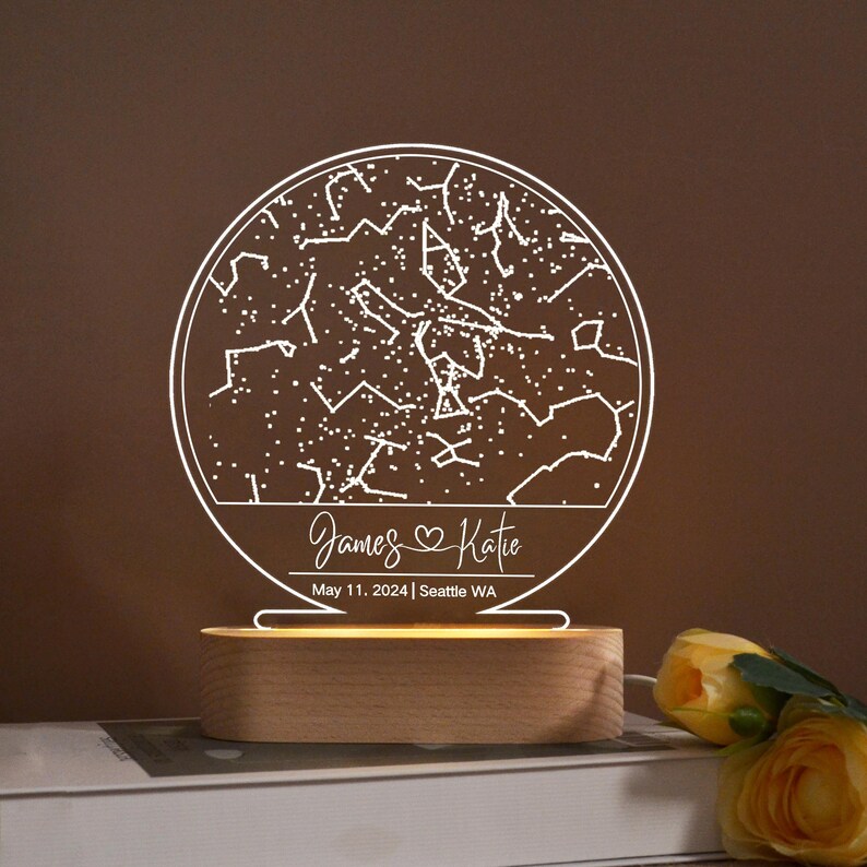 Custom Star Map by Date, Star Map Night Light, Personalized ...