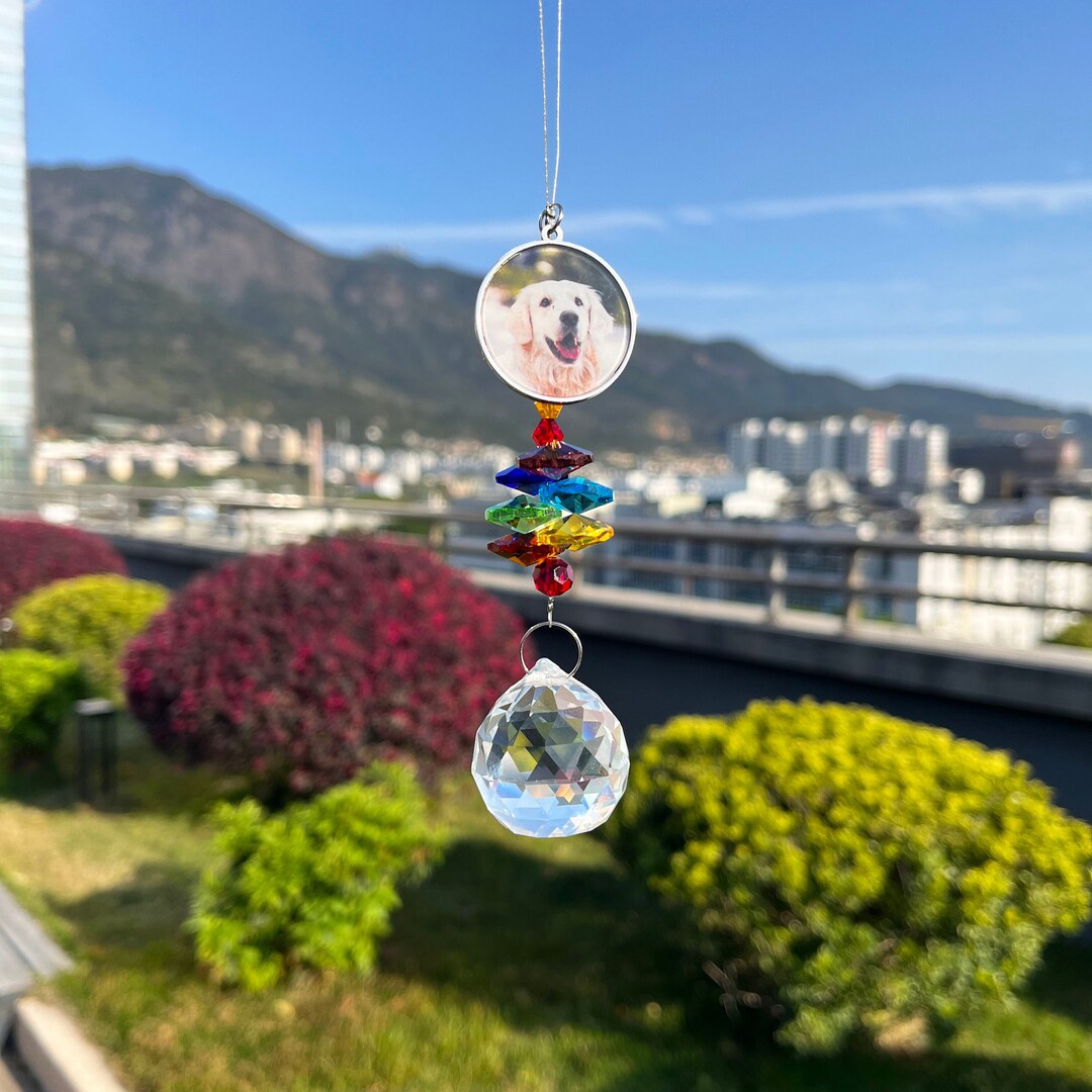 Pet Memorial Crystal Suncatcher,personalized Pet Portrait Memorial