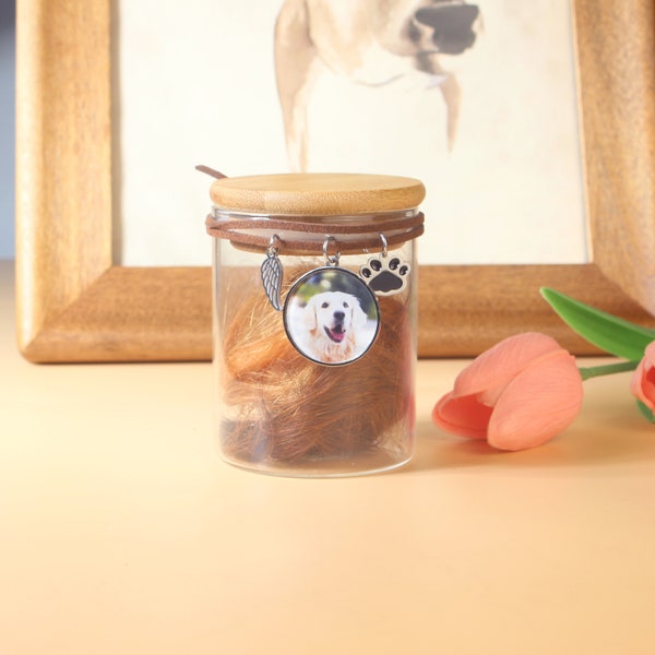 Pet fur memorial • Pet Fur Memorial Vial for hair • Dog Keepsake Photos • pet loss gift • dog cat keepsake fur • pet memorial urn