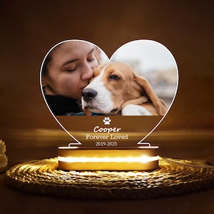 Custom Acrylic Heart Night Light, Personalized Bedroom LED Decor Sign, Pet Memorial Gifts, Light up Sign, Gift for Pets, Pet Lover Gifts