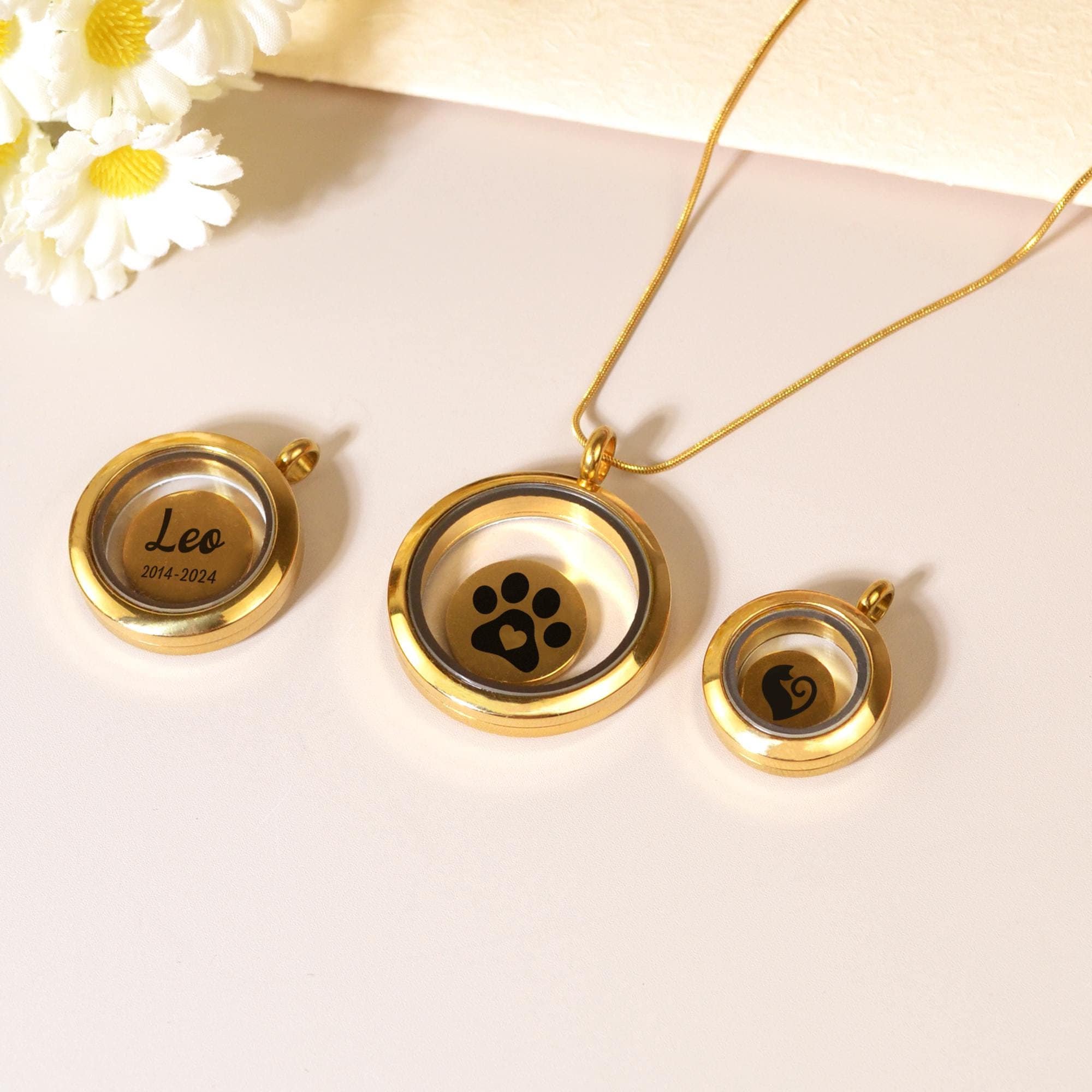 Pendentif-Urne Souvenir Pour Animal De Compagnie - Bouteille En Verre Avec Collier Acier