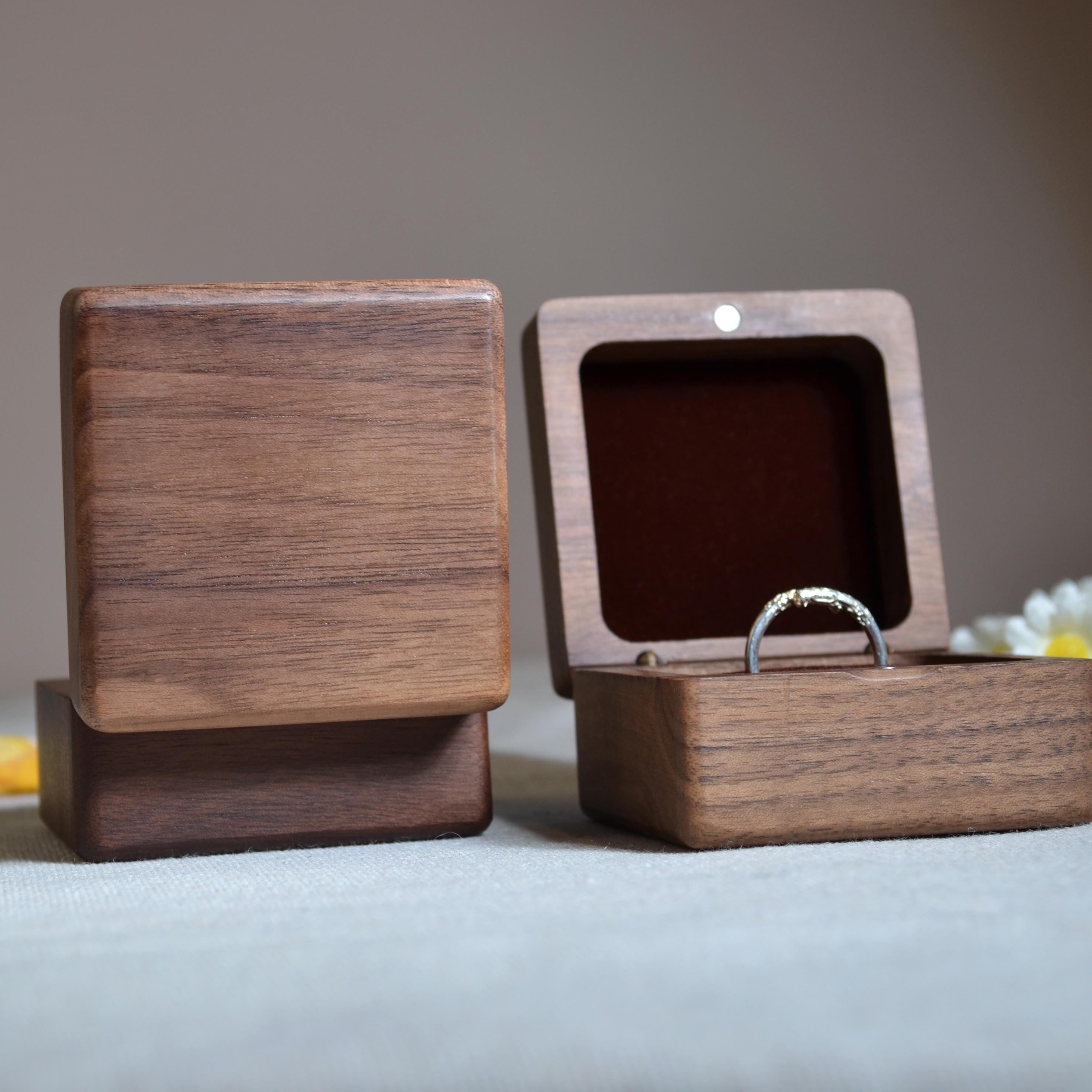 Photo Frame Ring Box Custom Wedding Ring Box, Wood Ring Box With Photos, Engagement Ring Box ...