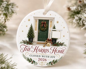 Personalized New Home Christmas Ornament, First Christmas in New Home Ceramic Ornament, Housewarming Gift, Custom Family Keepsake