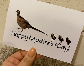 Handmade Pheasant Feather Mothers Day Greeting Card