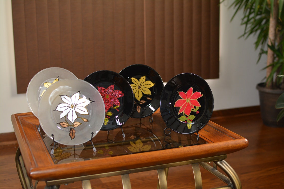 Unique Hand Painted Glass Plates Etsy UK