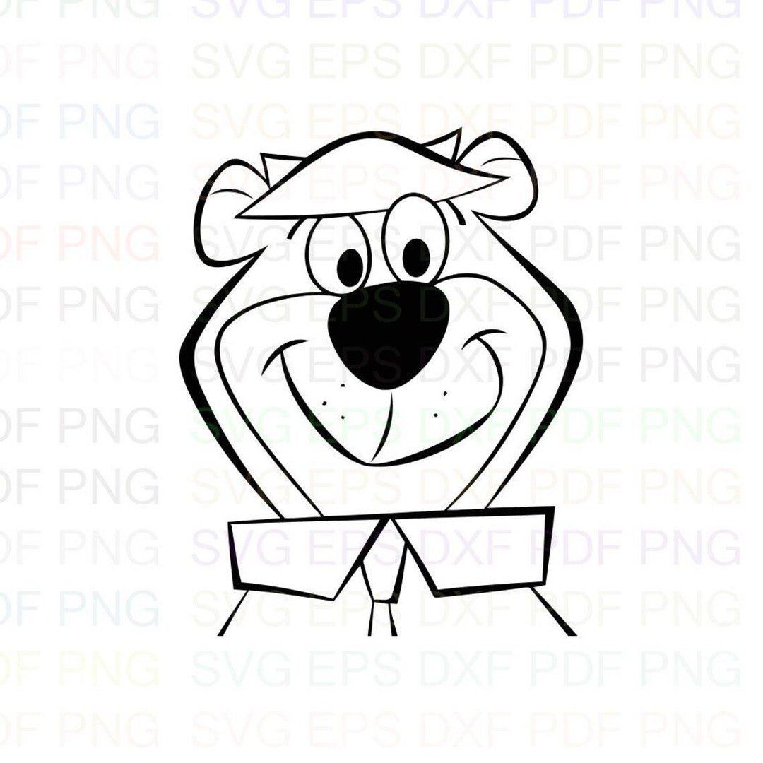 Yogi_Bear_Face Esquema Svg Dxf Eps Pdf Png Cricut Archivo de Etsy México