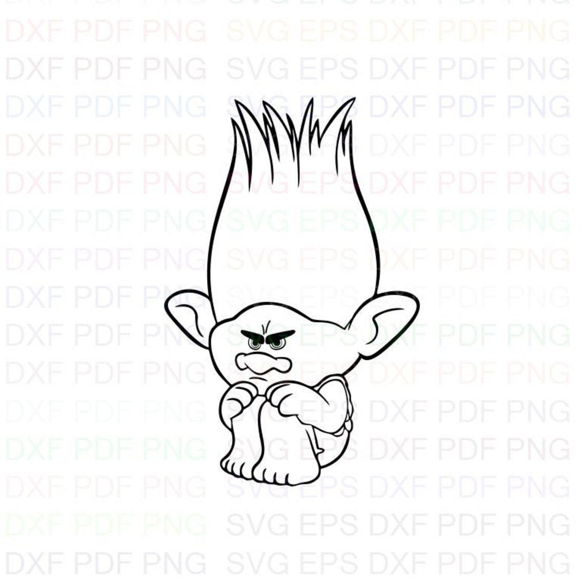 Branch_sits_trolls Outline Svg Dxf Eps Pdf Png Cricut - Etsy