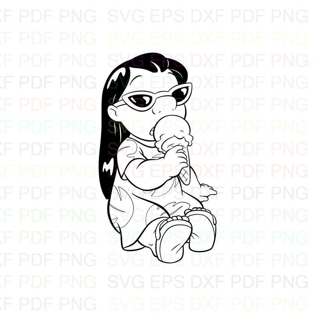 Lilo_ice_cream_lilo_and_stitch Outline Svg Dxf Eps Pdf Png Etsy