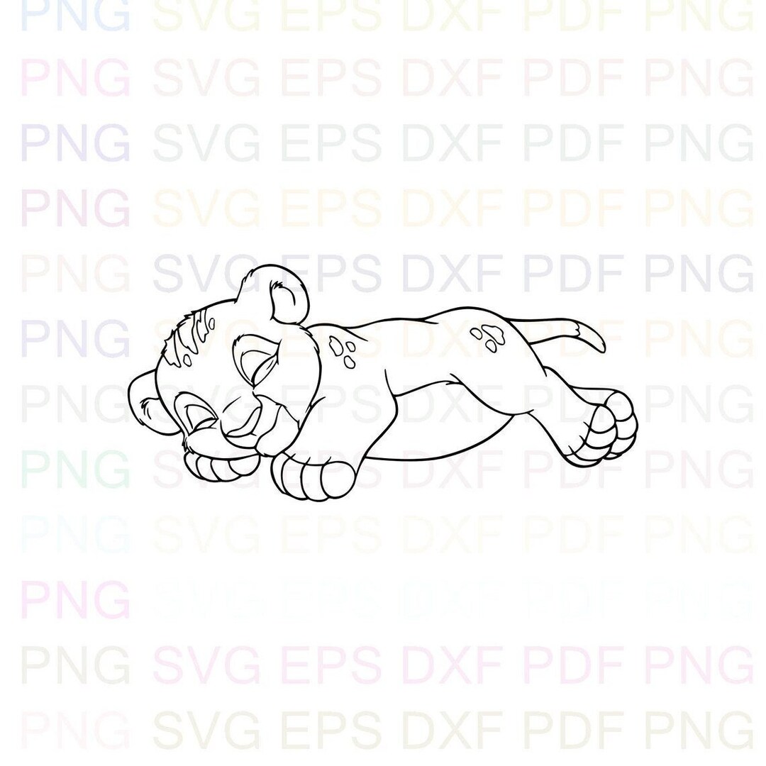 Simba_baby_the_lion_king_4 Outline Svg Dxf Eps Pdf Png Etsy