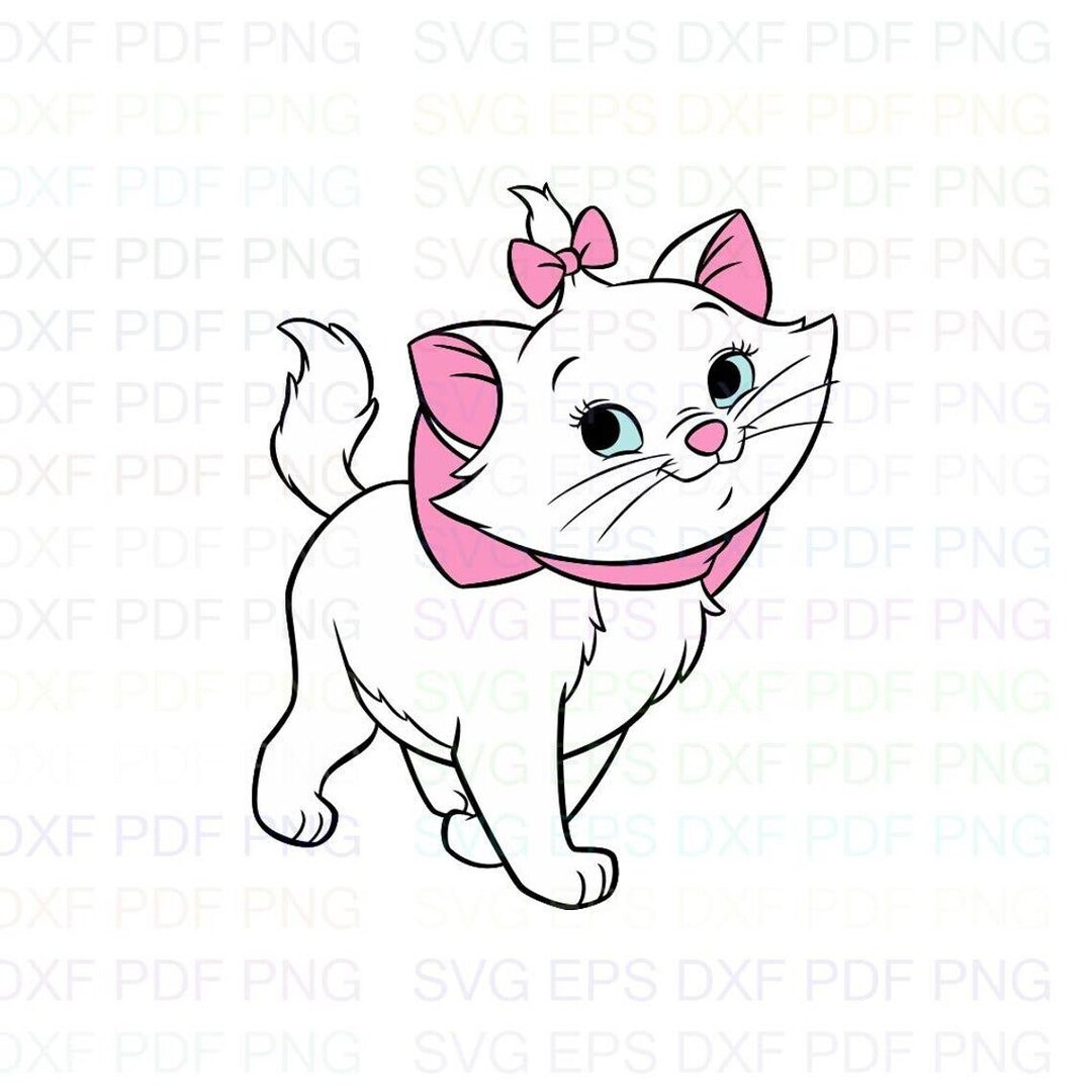 Marie_the_white_kitten_the_aristocats Svg Dxf Eps Pdf Png, Cricut ...
