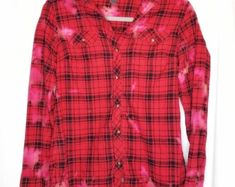 Upcycled Eddie Bauer Bleached Tie-Dye Flannel