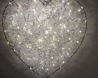 Led Drahtherz,30 oder 40 cm,Herz beleuchtet,Liebe,Muttertag,Valentinstag,50/ 100 Leds Batterie,120 Leds Strom,Timer-FB,Metallherz,Handmade