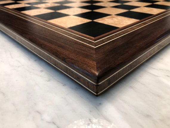 Handmade Wood Chess Board Walnut & Maple Solid Wood Luxury Gift