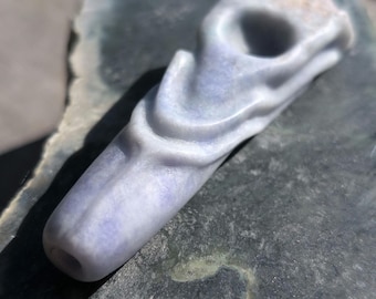Very unique purple ornate jadeite pipe