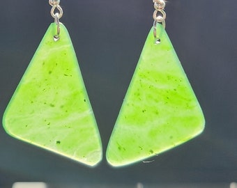 Bright green Himalayan jade earings