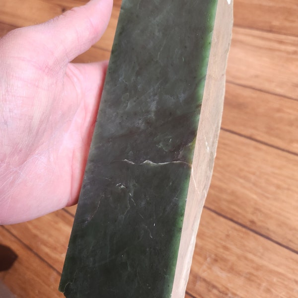 Rich green Hymalayan nephrite jade carving stone 1308 grams