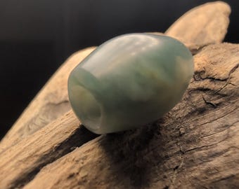 Handmade blue Guatemalan jadeite bead