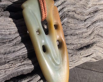 Heart shield yellow and blue jadeite pendant